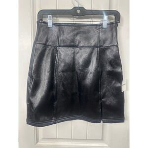 Free People Modern Femme Coated Mini Skirt Black Pleather OB1230200 Womens 4